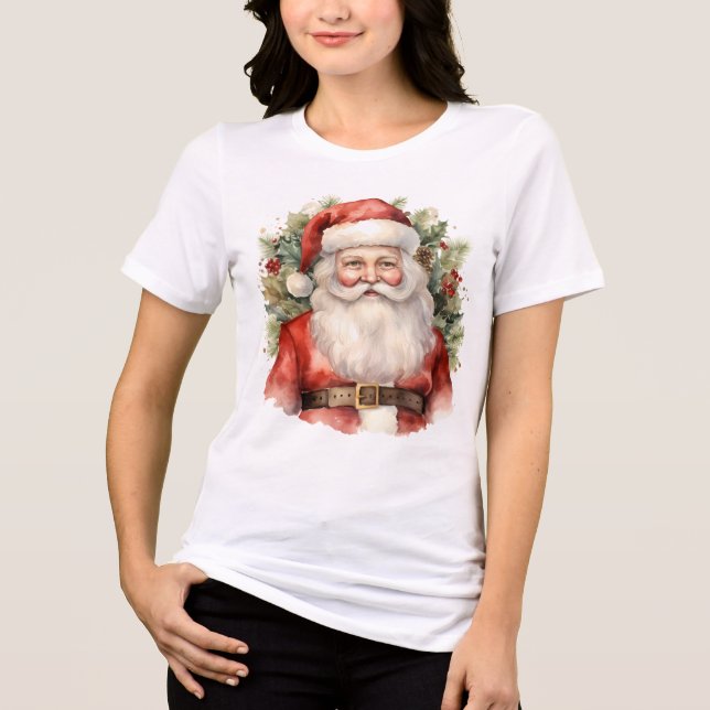 Weihnachten Weihnachten Weihnachtsmann Lächeln Tri-Blend Shirt (Vorderseite)