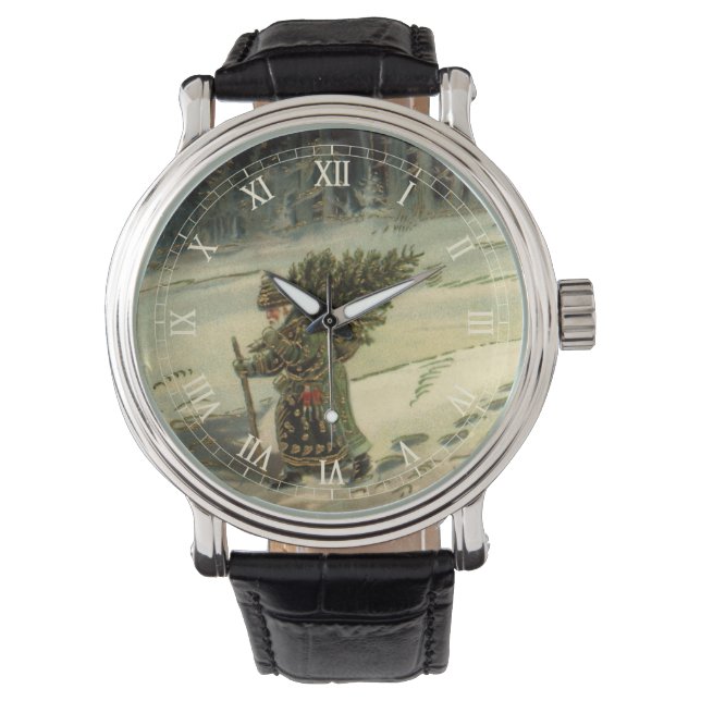 Weihnachten, Weihnachten, Weihnachtsmann mit einem Armbanduhr (Vorderseite)