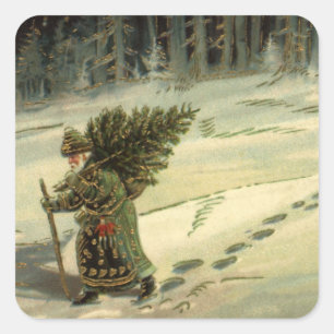 Weihnachten, Weihnachten, Weihnachtsmann mit einem Quadratischer Aufkleber