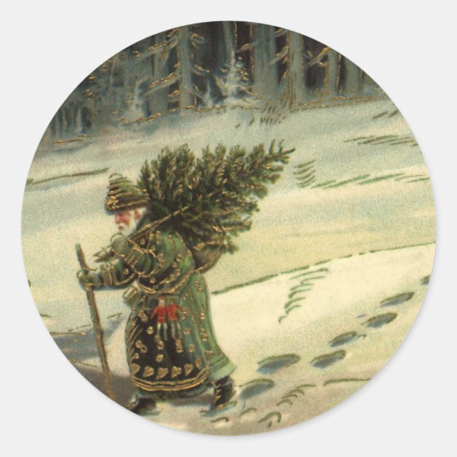 Weihnachten, Weihnachten, Weihnachtsmann mit einem Runder Aufkleber (Vorderseite)