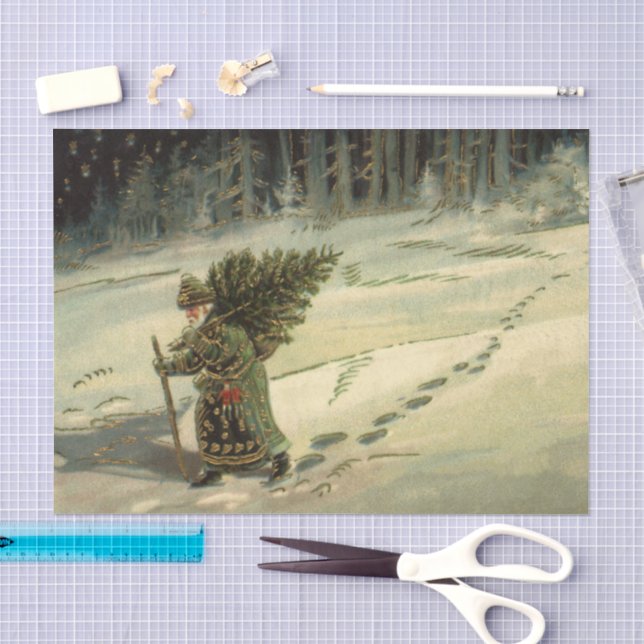 Weihnachten, Weihnachten, Weihnachtsmann mit einem Seidenpapier (Handwerk)