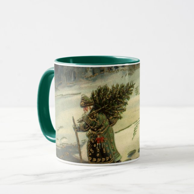 Weihnachten, Weihnachten, Weihnachtsmann mit einem Tasse (Vorderseite Links)