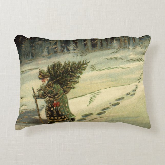 Weihnachten, Weihnachten, Weihnachtsmann mit einem Zierkissen (Vorderseite)