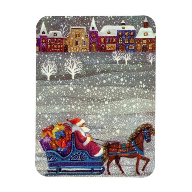 Weihnachten, Weihnachten, Weihnachtsmann, Pferd Op Magnet (Vertikal)