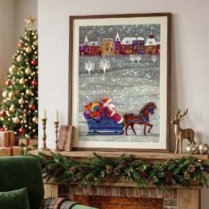 Weihnachten, Weihnachten, Weihnachtsmann, Pferd Op Poster