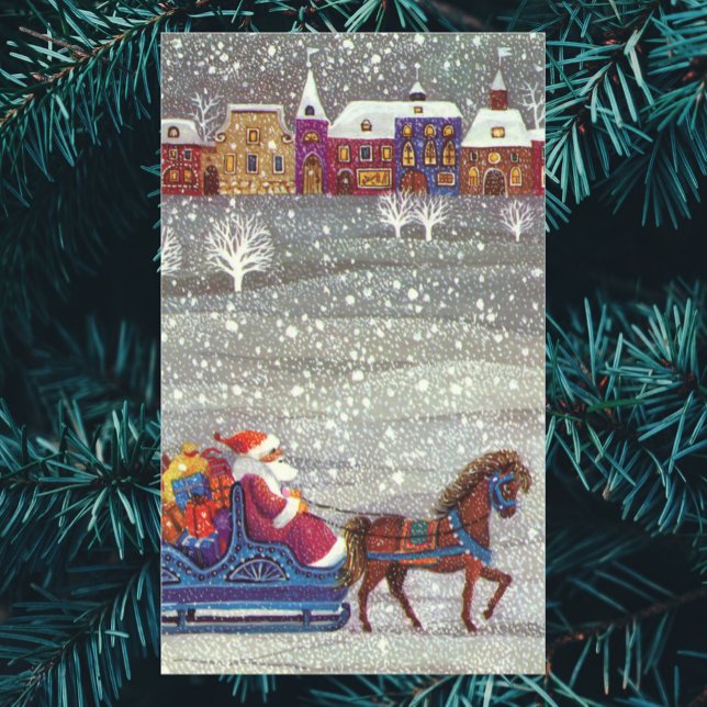 Weihnachten, Weihnachten, Weihnachtsmann, Pferd Op Rechteckiger Aufkleber (Von Creator hochgeladen)