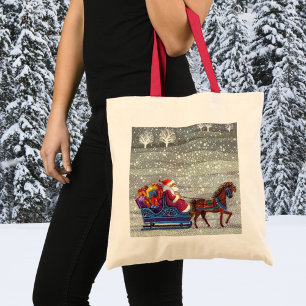 Weihnachten, Weihnachten, Weihnachtsmann, Pferd Op Tragetasche
