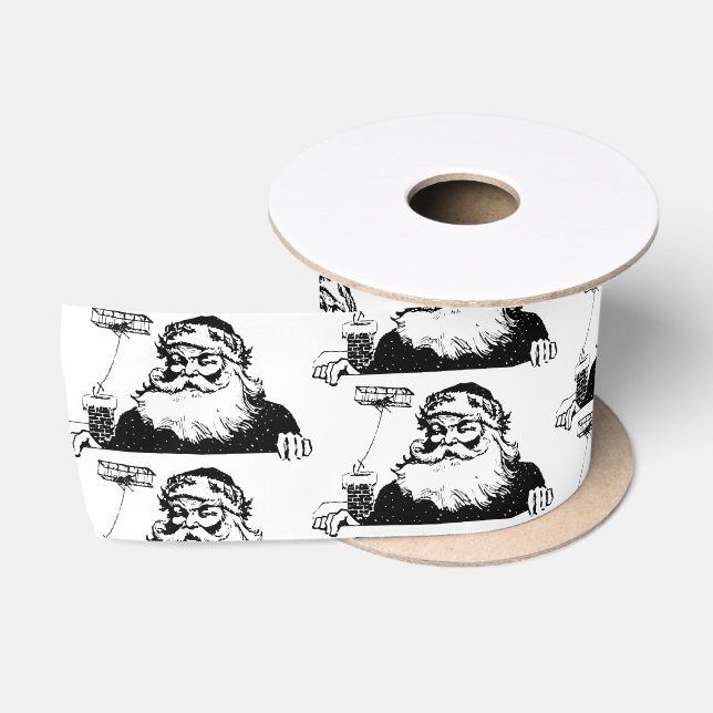 Weihnachten Weihnachten Weihnachtsmann Schwarz & W Satinband (Spule)