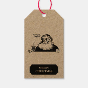 Weihnachten Weihnachten Weihnachtsmann Schwarz-wei Geschenkanhänger