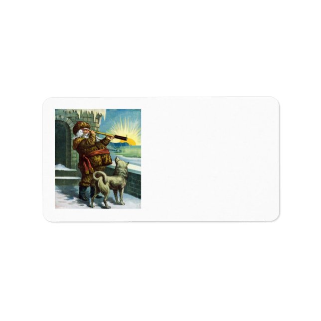 Weihnachten Weihnachten Weihnachtsmann Telescope D Adressaufkleber (Vorne)
