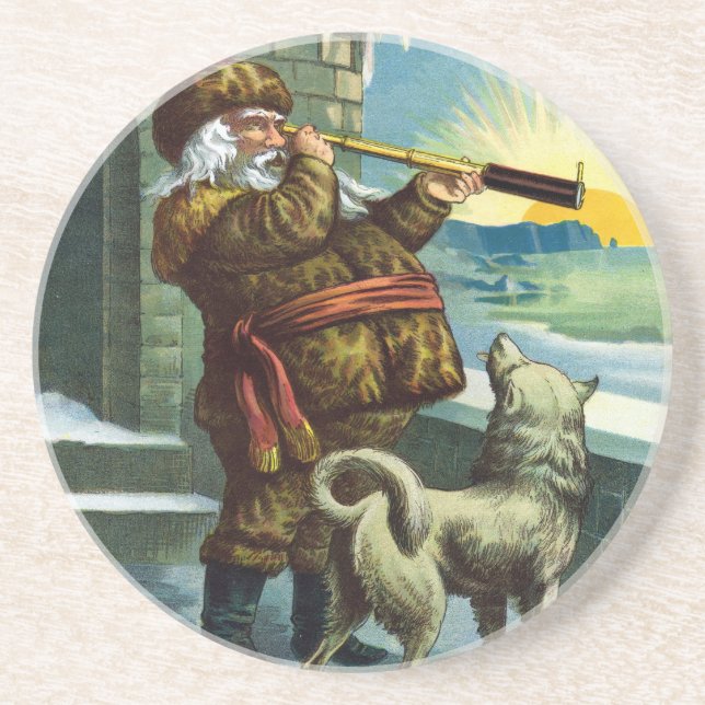 Weihnachten Weihnachten Weihnachtsmann Telescope D Untersetzer (Vorne)