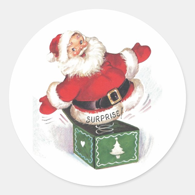 Weihnachten Weihnachten Weihnachtsmann Überraschun Runder Aufkleber (Vorderseite)