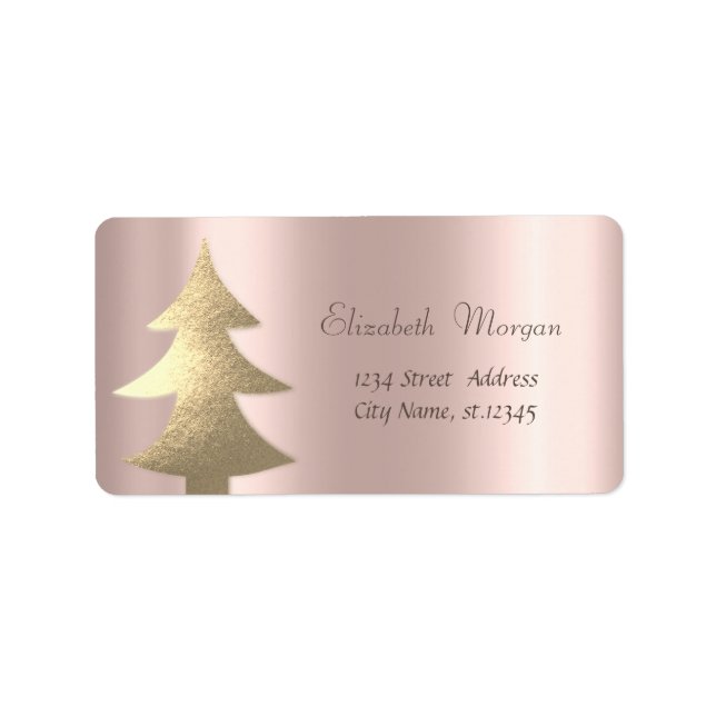 Weihnachten, Weihnachtsbaum, Rose Gold Adressaufkleber (Vorne)
