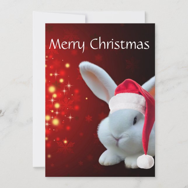 Weihnachten Weihnachtsbunny Flat Ferienkarte (Vorderseite)