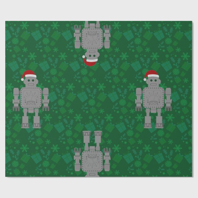 Weihnachten Weihnachtsclaus Robotergeschenke präse Geschenkpapier (Flach)