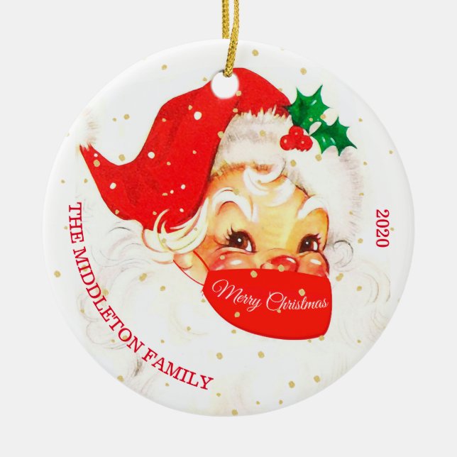 Weihnachten Weihnachtscovid-19 Maske Fröhlicher Sp Keramik Ornament (Vorne)