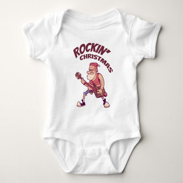 Weihnachten, Weihnachtsfeier mit Gitarre Invita Baby Strampler (Vorderseite)