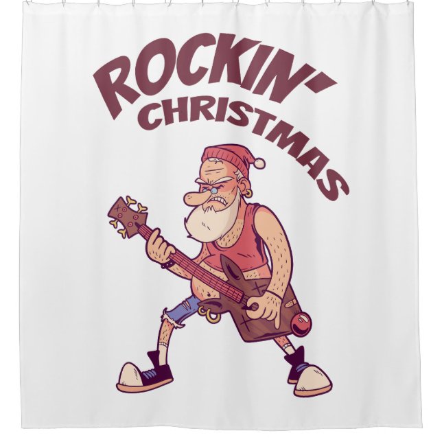 Weihnachten, Weihnachtsfeier mit Gitarre Invita Duschvorhang (Vorderseite)