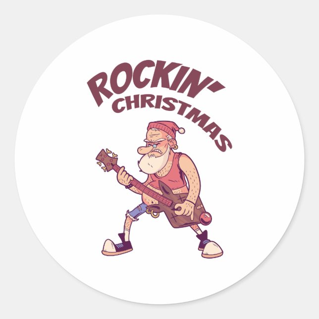 Weihnachten, Weihnachtsfeier mit Gitarre Invita Runder Aufkleber (Vorderseite)