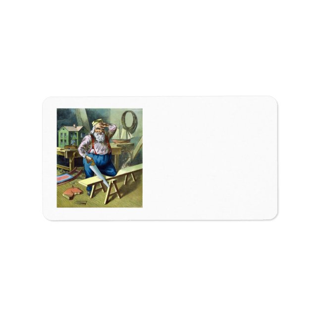 Weihnachten, Weihnachtsfeiertag, Gebäude Spielzeug Adressaufkleber (Vorne)