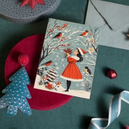 Weihnachten Weihnachtsfest Mädchen Winter Vögel We