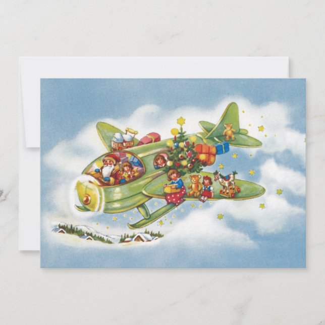 Weihnachten, Weihnachtsflugzeug des Weihnachtsmann Einladung (Vorderseite)