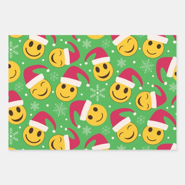 Weihnachten Weihnachtsgeschenk Lächeln Faces Muste Geschenkpapier Set (Vorderseite)