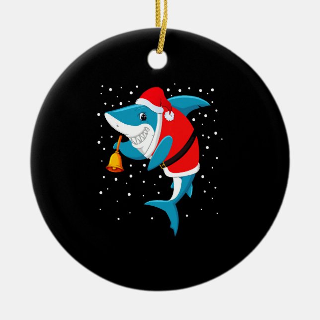 Weihnachten - Weihnachtshai - T - Shirt Keramik Ornament (Vorne)