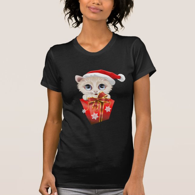 Weihnachten Weihnachtskitten mit Geschenk T-Shirt (Vorderseite)