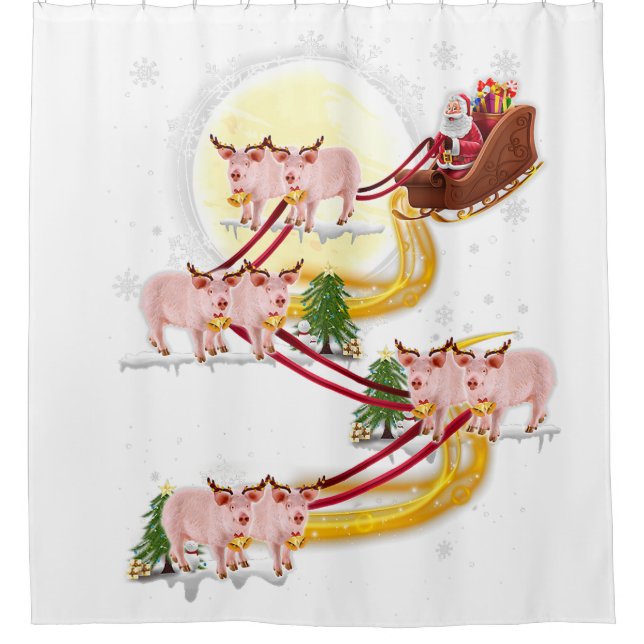 Weihnachten-Weihnachtsklässler reiten Jungs Mädche Duschvorhang (Vorderseite)