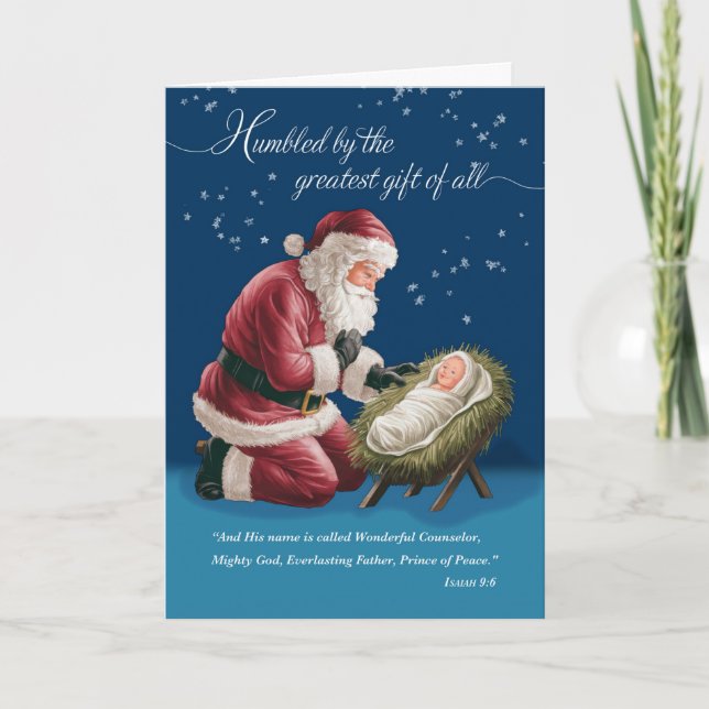 Weihnachten Weihnachtskneeling vor dem Baby Jesus Karte (Vorderseite)