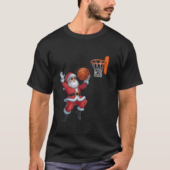 Weihnachten Weihnachtsmann Dunking a Basketball Ki T-Shirt (Vorderseite)
