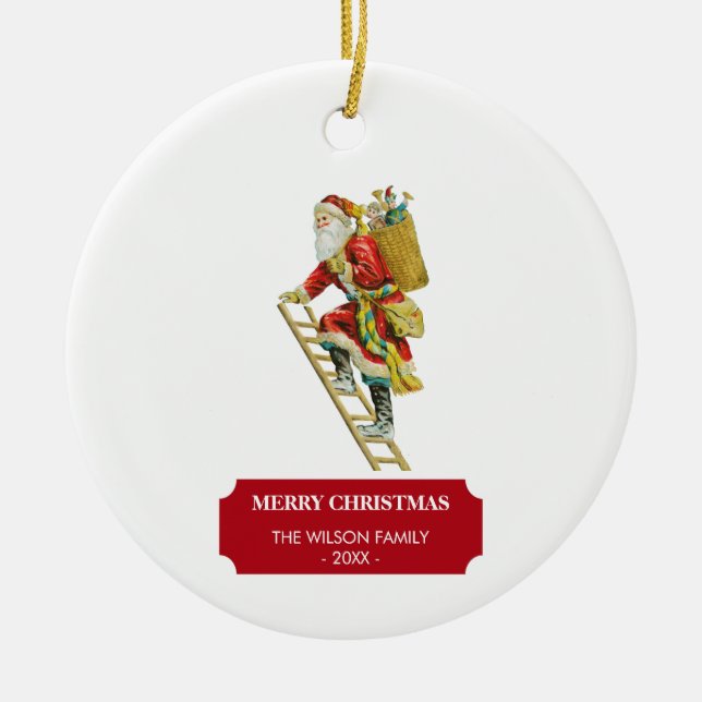 Weihnachten Weihnachtsmann & Geschenke Keramik Ornament (Vorne)