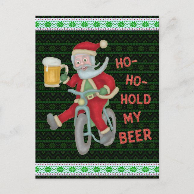 Weihnachten Weihnachtsmann hält meinen Bierbrauer  Postkarte (Vorderseite)