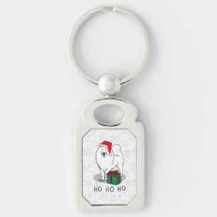 Weihnachten Weihnachtsmann Hat Samoyed Dog Funny Schlüsselanhänger