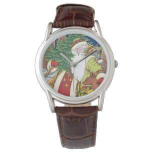 Weihnachten, Weihnachtsmann, Hirsch im Wald Armbanduhr