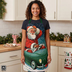 Weihnachten, Weihnachtsmann im Niedlichen Auto Schürze