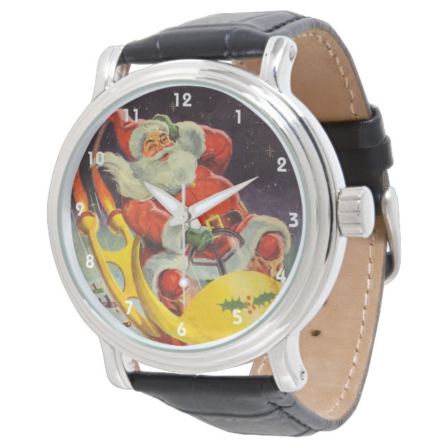 Weihnachten, Weihnachtsmann in einem Raumschiff Armbanduhr (Schrägansicht)