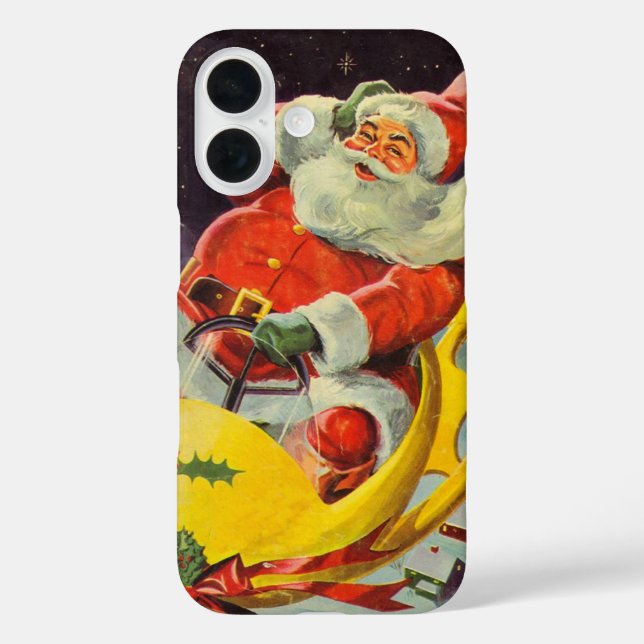 Weihnachten, Weihnachtsmann in einem Raumschiff iPhone 16 Hülle (Rückseite)