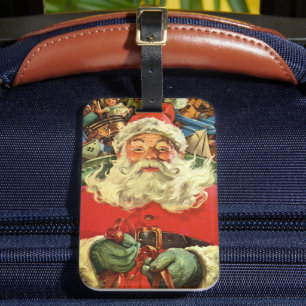 Weihnachten, Weihnachtsmann in Sleigh mit Spielzeu Gepäckanhänger