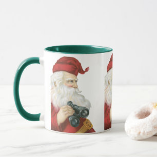 Weihnachten, Weihnachtsmann mit Binokularen Tasse