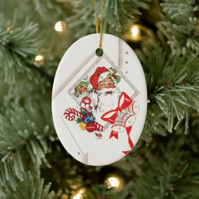 Weihnachten, Weihnachtsmann mit Candy Canes Keramik Ornament (Baum)