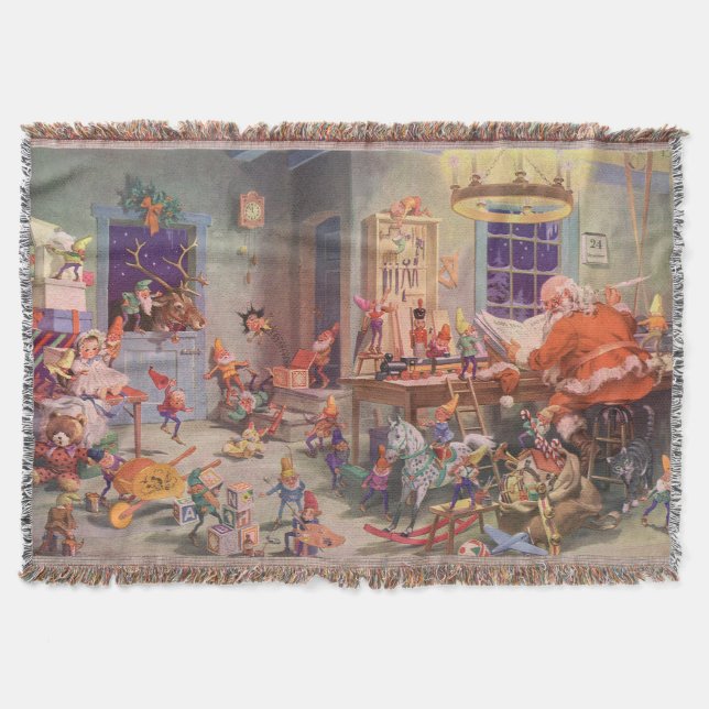 Weihnachten, Weihnachtsmann mit Elfen Workshop Decke (Vorderseite)