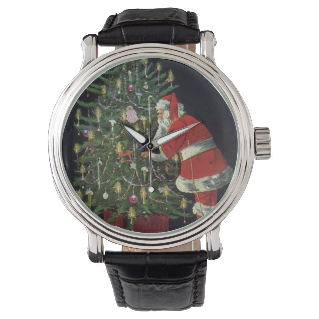 Weihnachten, Weihnachtsmann mit Geschenken Armbanduhr (Vorderseite)