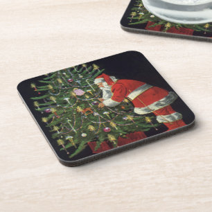 Weihnachten, Weihnachtsmann mit Geschenken Getränkeuntersetzer