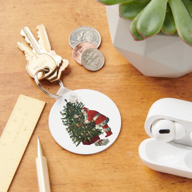 Weihnachten, Weihnachtsmann mit Geschenken Schlüsselanhänger (Schreibtisch)