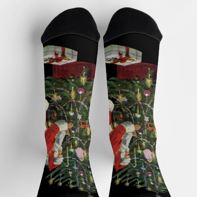 Weihnachten, Weihnachtsmann mit Geschenken Socken (Oben)