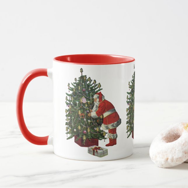 Weihnachten, Weihnachtsmann mit Geschenken Tasse (Mit Donut)