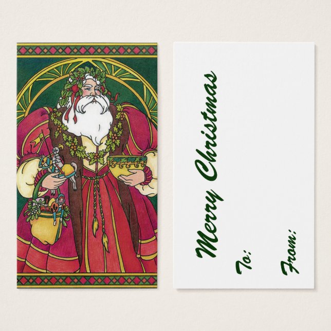 Weihnachten, Weihnachtsmann mit Holly-Blätter (Vorne & Hinten)
