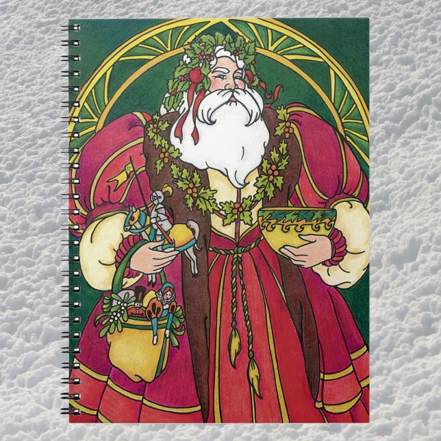 Weihnachten, Weihnachtsmann mit Holly-Blätter Notizblock (Von Creator hochgeladen)